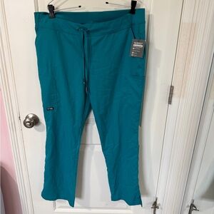 NWT Grey's Anatomy by Barco Scrub Pants Teal Drawstring Cargo Large Petite LP